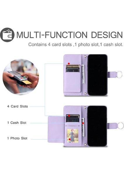 IPhone 15 Pro Max Kart Yuvaları Tutucu Bilek Kayışı Manyetik Pu Için Flip Case (Yurt Dışından)