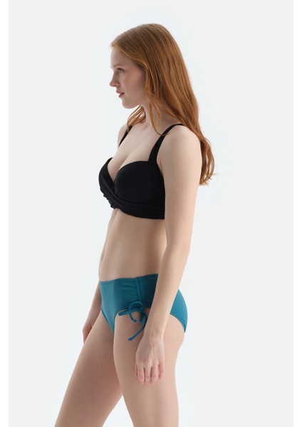 Petrol Mavi Yanı Büzgülü Bikini Alt modelleri
