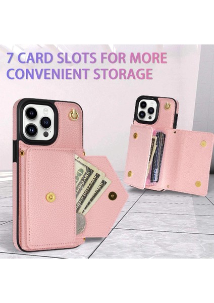 IPhone 14 Pro Max Akordeon Kart Cüzdan Kılıf Manyetik Kart ile Uyumlu (Yurt Dışından)