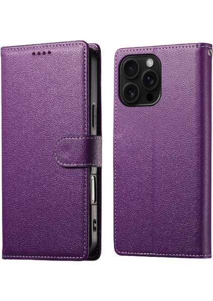 IPhone 16 Pro Vaka Günlük Kullanım Kart Yuvaları Manyetik Kapatma ile Uyumlu (Yurt Dışından)