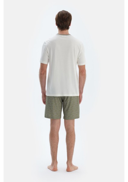 Ekru Kısa Kollu Tişört Şort Pijama Takımı fiyatları