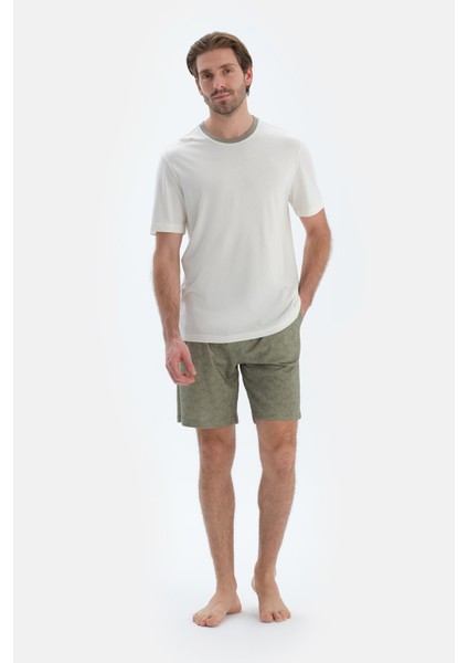 Ekru Kısa Kollu Tişört Şort Pijama Takımı modelleri
