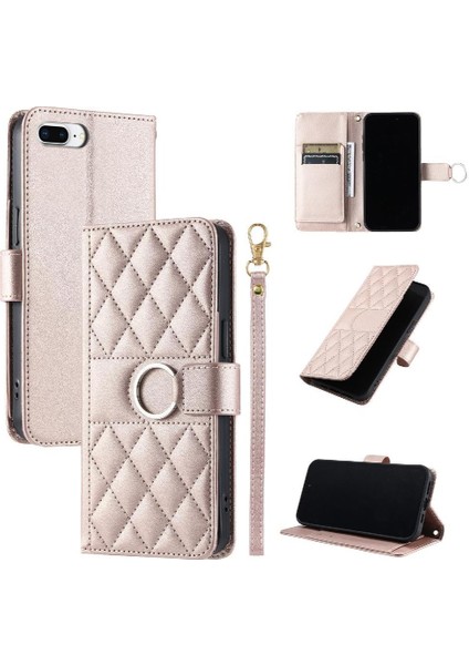 IPhone 7 Plus Pu Deri Kart Yuvaları Tutucu Bilek Kayışı Için Flip Case (Yurt Dışından)