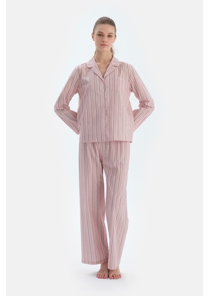 Açık Pembe Çizgili Dokuma Pantolon fırsatları