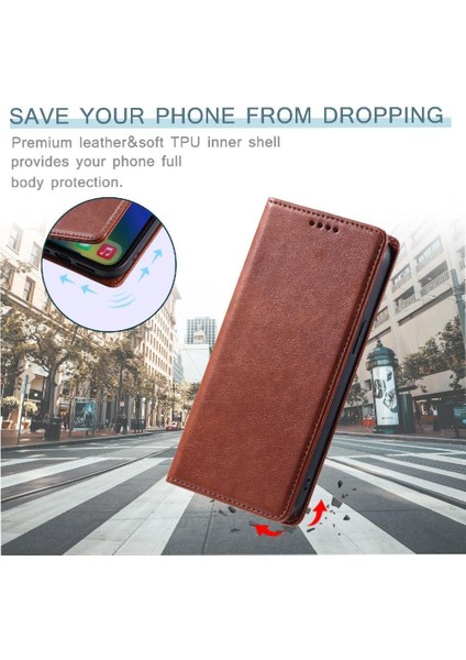 IPhone 12 Pu Deri Koruyucu Kart Yuvaları Tutucu Ince Için Flip Case (Yurt Dışından)