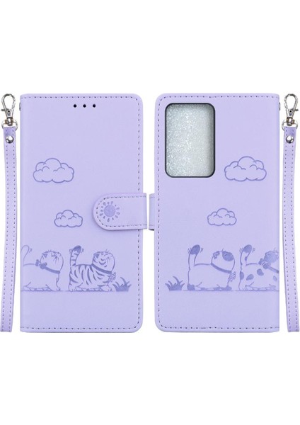 C75 Kedi Rfıd Kart Yuvası Tutucu Kickstand Deri Için Flip Case (Yurt Dışından)