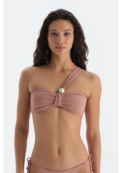 Kahverengi Straplez Bikini Üst