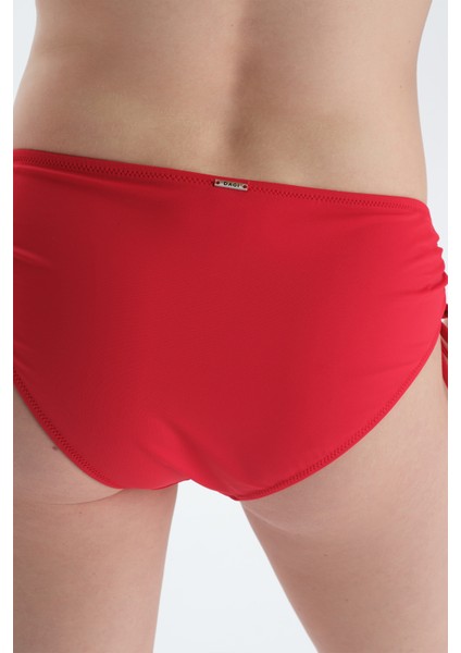 Kırmızı Yanı Büzgülü Bikini Alt indirimleri