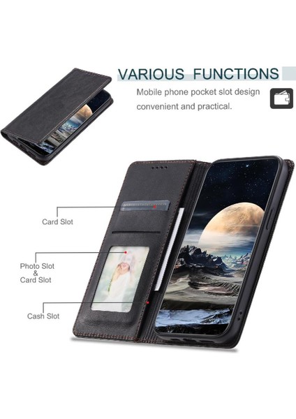 IPhone Xs Max Ince Cüzdan Pu Deri Kart Yuvaları Tutucu Için Flip Case (Yurt Dışından)