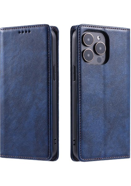 IPhone 14 Pro Manyetik Koruyucu Pu Deri Kart Yuvaları Için Flip Case Ince (Yurt Dışından)