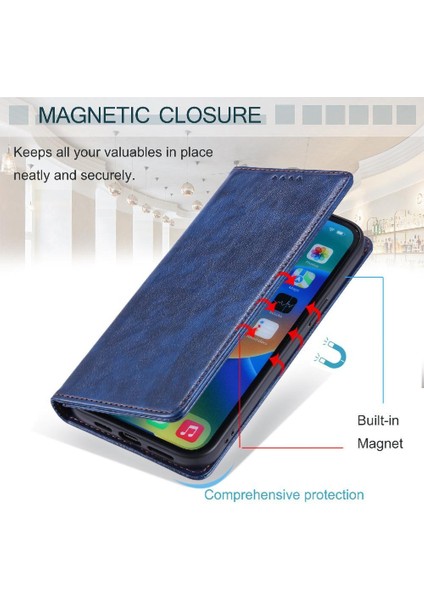 IPhone 14 Pro Manyetik Koruyucu Pu Deri Kart Yuvaları Için Flip Case Ince (Yurt Dışından)