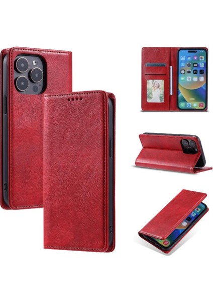 IPhone 16 Pro Pu Deri Kart Yuvaları Tutucu Ince Cüzdan Için Flip Case (Yurt Dışından)