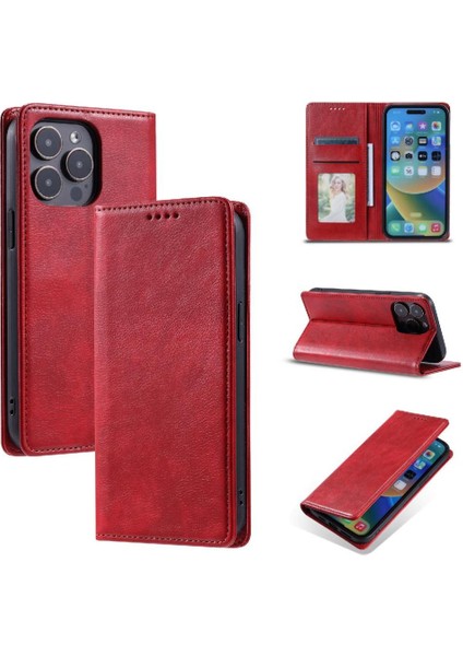 IPhone 13 Pro Max Manyetik Ince Cüzdan Koruyucu Pu Deri Için Flip Case (Yurt Dışından)