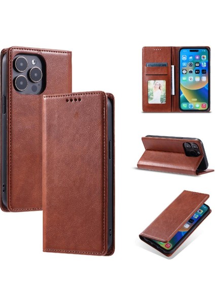 IPhone 16 Pro Pu Deri Kart Yuvaları Tutucu Ince Cüzdan Için Flip Case (Yurt Dışından)