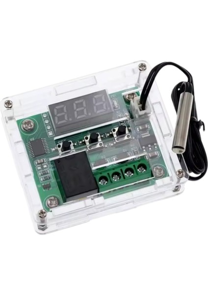 W1209 Dijital Termostat Sıcaklık Kontrol Devresi Sensörlü + W1209 Termostat Için Pleksi Kutu