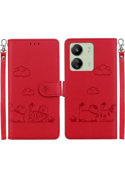 Poco M6 Için Flip Case Deri Cüzdan Kedi Rfıd Kart Yuvası Tutucu (Yurt Dışından)