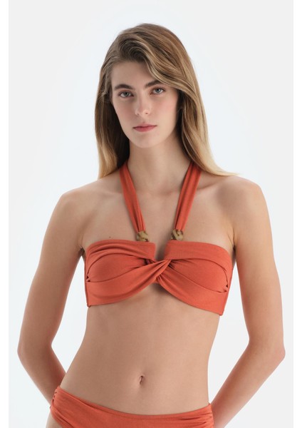 Kahverengi Straplez Bikini Üst