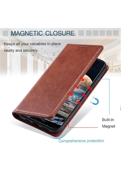IPhone 12 Pro Koruyucu Pu Deri Manyetik Kart Yuvaları Için Flip Case Ince (Yurt Dışından)