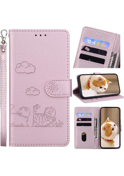 Poco M6 Için Flip Case Deri Cüzdan Kedi Rfıd Kart Yuvası Tutucu (Yurt Dışından)