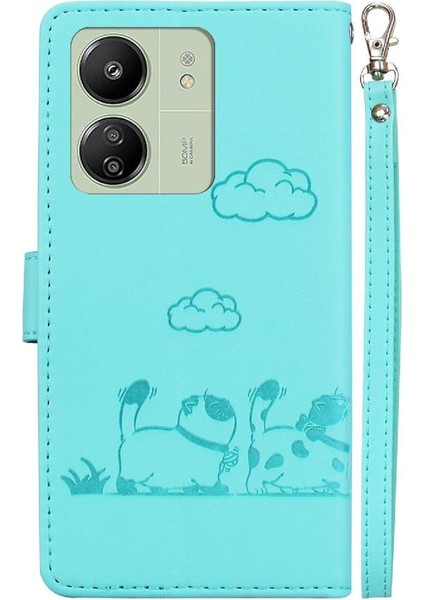 Poco M6 Için Flip Case Deri Cüzdan Kedi Rfıd Kart Yuvası Tutucu (Yurt Dışından)