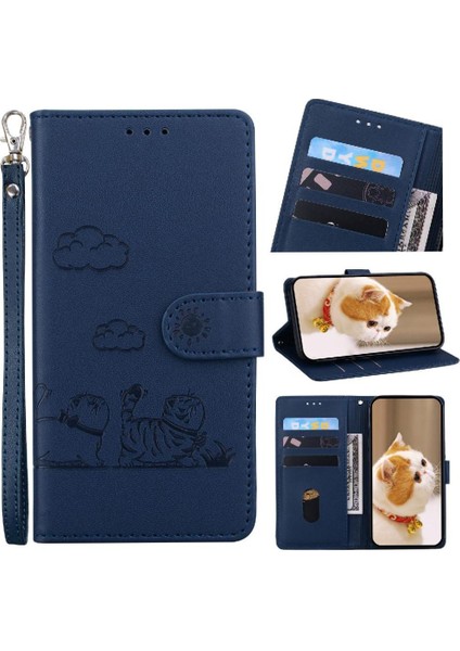 Poco M6 Için Flip Case Deri Cüzdan Kedi Rfıd Kart Yuvası Tutucu (Yurt Dışından)