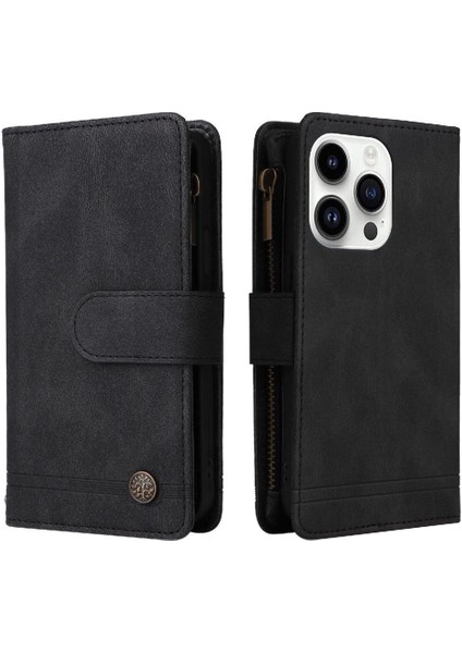 IPhone 15 Pro Kart Yuvaları Için Flip Case Uzun Kayış Kısa Tuzak Manyetik (Yurt Dışından)