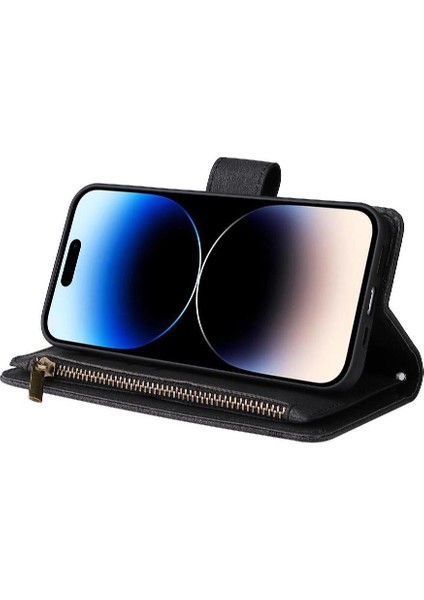 IPhone 15 Pro Kart Yuvaları Için Flip Case Uzun Kayış Kısa Tuzak Manyetik (Yurt Dışından)