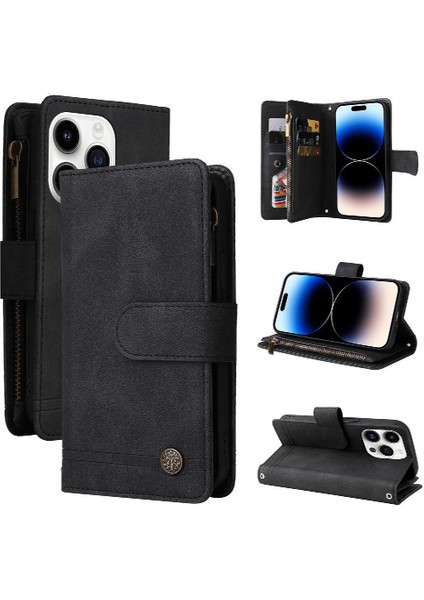 IPhone 15 Pro Kart Yuvaları Için Flip Case Uzun Kayış Kısa Tuzak Manyetik (Yurt Dışından)