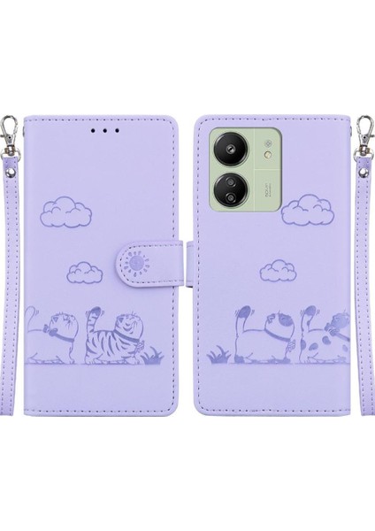 Poco M6 Için Flip Case Deri Cüzdan Kedi Rfıd Kart Yuvası Tutucu (Yurt Dışından)