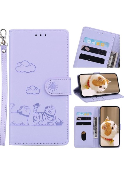 Poco M6 Için Flip Case Deri Cüzdan Kedi Rfıd Kart Yuvası Tutucu (Yurt Dışından)
