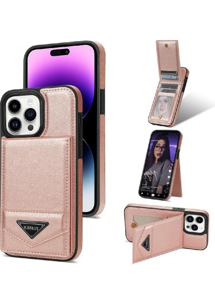 IPhone 15 Pro Max Slim Case Kickstand Pu Deri Manyetik ile Uyumlu (Yurt Dışından)