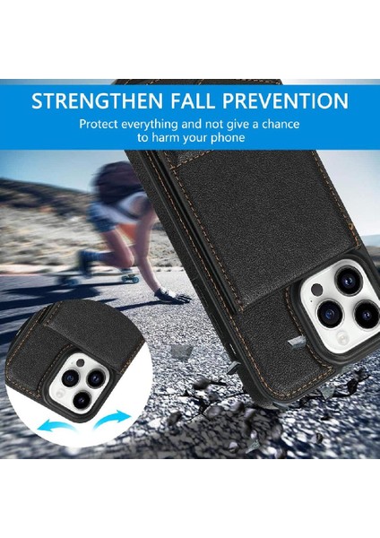 IPhone 15 Pro Max Slim Case Kickstand Pu Deri Manyetik ile Uyumlu (Yurt Dışından)