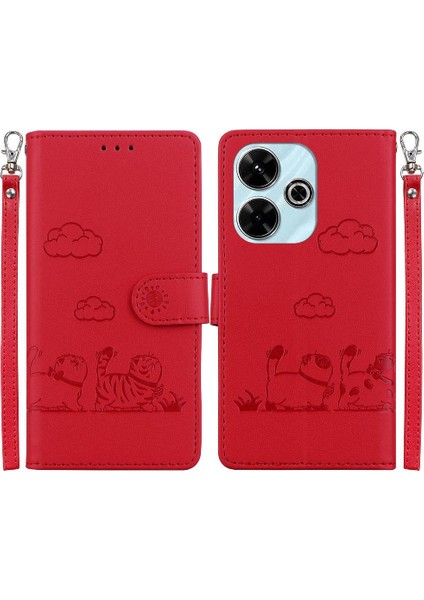 Poco M6 Kedi Rfıd Kart Yuvası Tutucu Kickstand Için Flip Case (Yurt Dışından)