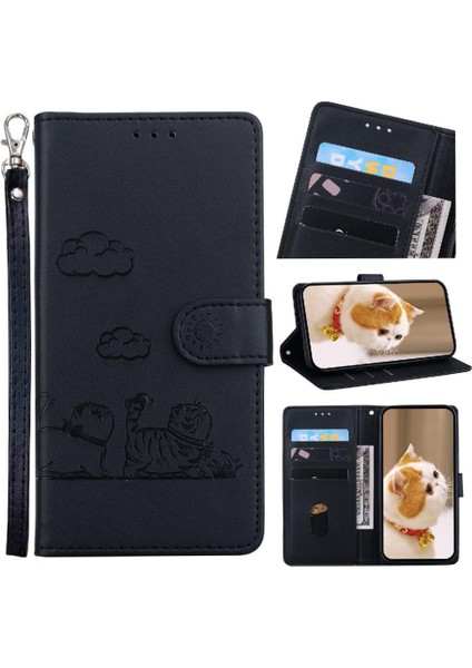 Poco M6 Kedi Rfıd Kart Yuvası Tutucu Kickstand Için Flip Case (Yurt Dışından)