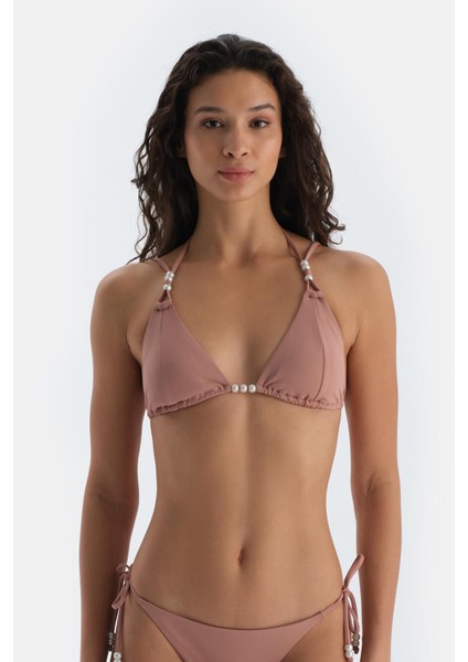 Kahverengi Üçgen Küçük Bikini Üst