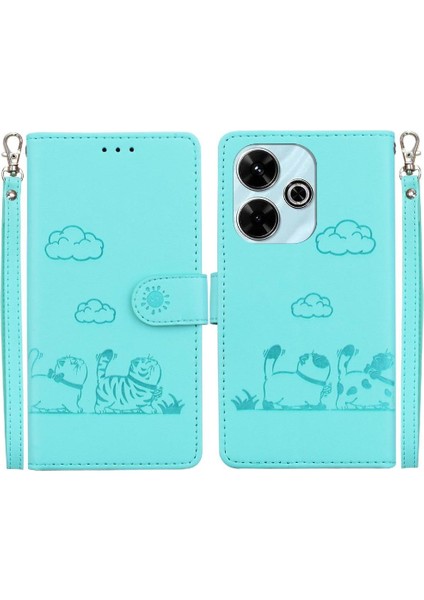 Poco M6 Kedi Rfıd Kart Yuvası Tutucu Kickstand Için Flip Case (Yurt Dışından)