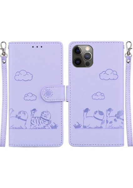 Iphone 12/12 Pro Kedi Rfid Deri Cüzdan Kart Yuvası Tutucu Için Flip Case (Yurt Dışından)
