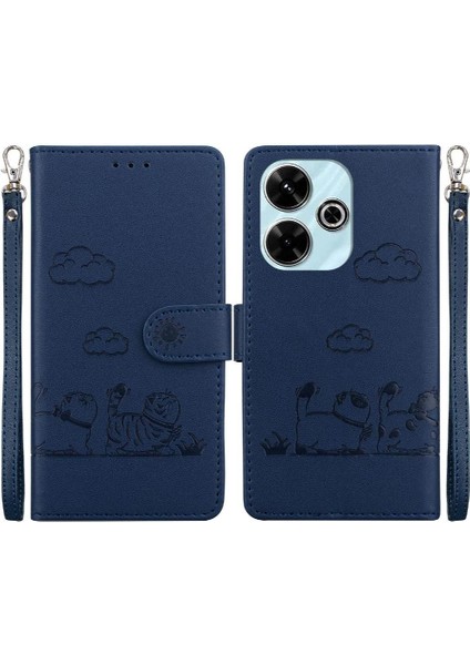 Poco M6 Kedi Rfıd Kart Yuvası Tutucu Kickstand Için Flip Case (Yurt Dışından)