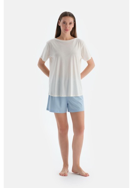 Mavi Penye Modal Ikili Şort