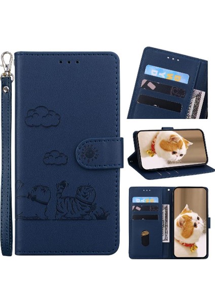 Iphone 11 Için Flip Case Kedi Rfid Deri Cüzdan Kart Yuvası Tutucu Kickstand (Yurt Dışından)