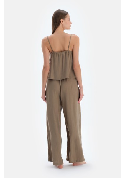 Haki Aksesuar Detaylı Saten Atlet fiyatları