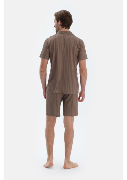 Multicolor Çizgili Gömlek Şort Pijama Takımı