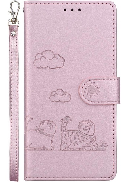 Iphone 12/12 Pro Kedi Rfid Deri Cüzdan Kart Yuvası Tutucu Için Flip Case (Yurt Dışından)