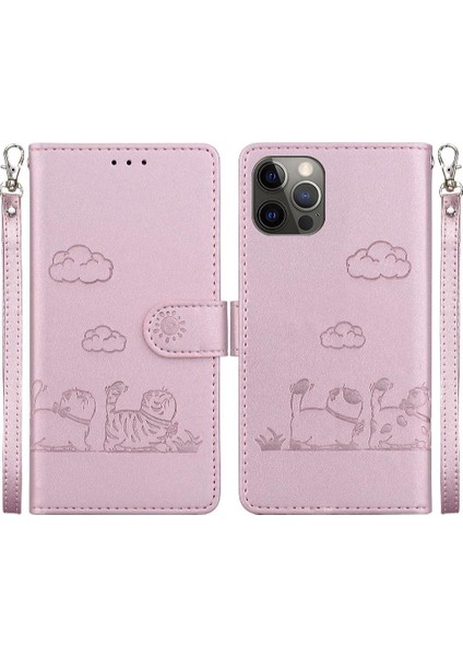 Iphone 12/12 Pro Kedi Rfid Deri Cüzdan Kart Yuvası Tutucu Için Flip Case (Yurt Dışından)