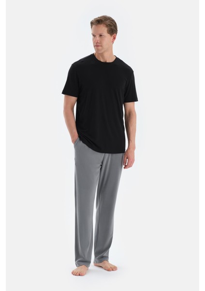 Antrasıt Patlet Detaylı Düz Paça Pantolon