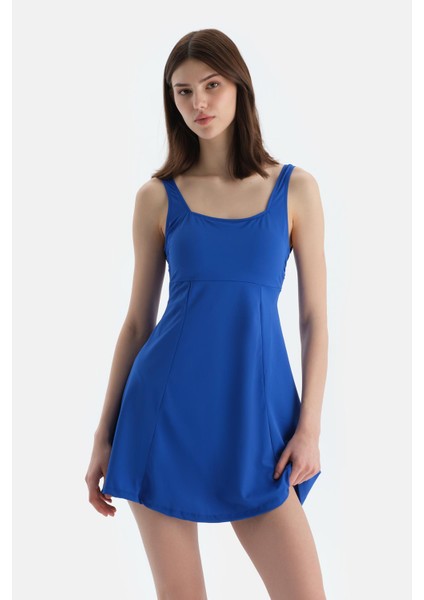 Sax Mavisi Kare Yaka Elbiseli Mayo fırsatları