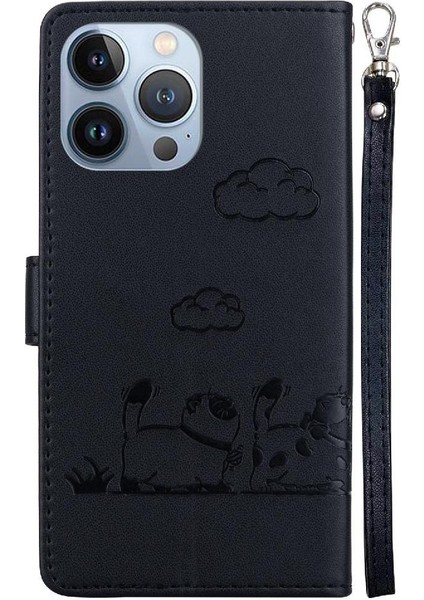 IPhone 16 Için Flip Case Pro Kart Yuvası Tutucu Kickstand Deri Cüzdan Kedi (Yurt Dışından)