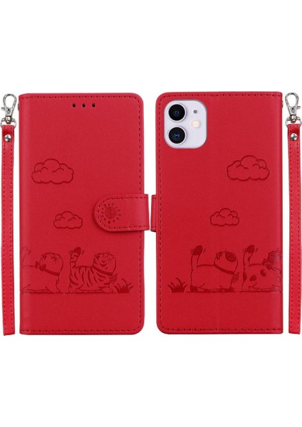 Iphone 11 Için Flip Case Kedi Rfid Deri Cüzdan Kart Yuvası Tutucu Kickstand (Yurt Dışından)