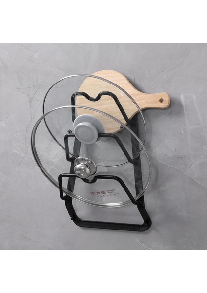 Deliksiz Tencere Kapağı Rafı Basit Yaratıcı Çok Katmanlı Plastik Koymak Tencere Kapağı Sebze Tabağı Iz Bırakmadan Duvara Asılı Tencere Kapağı Rafı (Yurt Dışından)