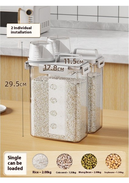 Tahıl ve Hububat Saklama Kutusu Pirinç Kovası Ev Böcek Geçirmez Nem Sızdırmaz Un Saklama Kavanozu (Yurt Dışından)